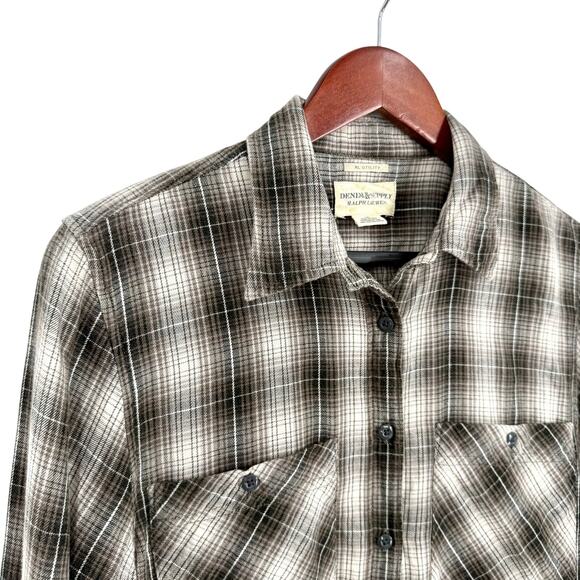 Ralph Lauren RL Utility Denim & Supply Womens Large Gray Olive Blouse Shirt Top - Picture 3 of 7